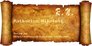 Ratkovics Nikolett névjegykártya